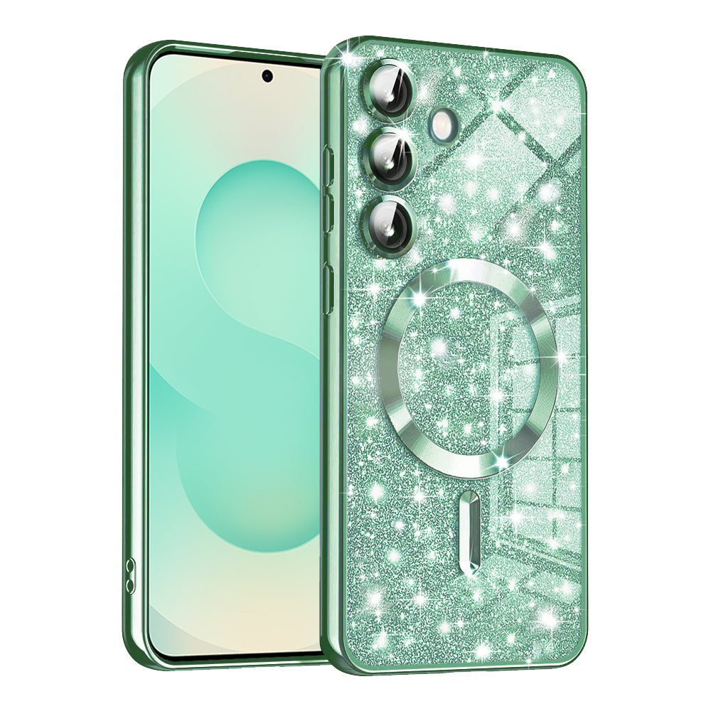 MagSafe ovitek za Samsung Galaxy S25+ S936, Techsuit, Luxury Glitter, Svetlo zelena