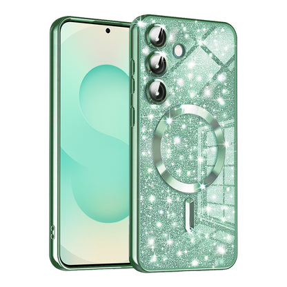 MagSafe ovitek za Samsung Galaxy S25+ S936, Techsuit, Luxury Glitter, Svetlo zelena