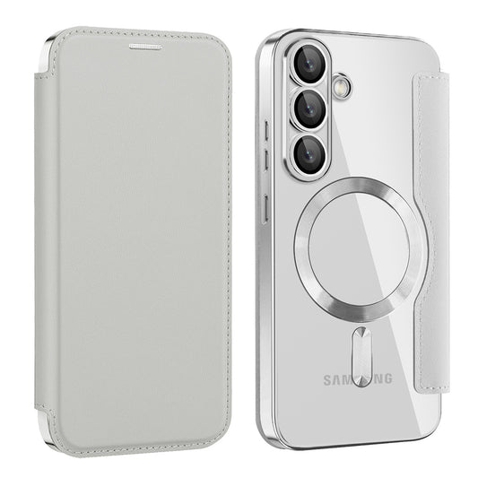 MagSafe ovitek za Samsung Galaxy S25+ S936, Techsuit, SmartMag Book, Siva