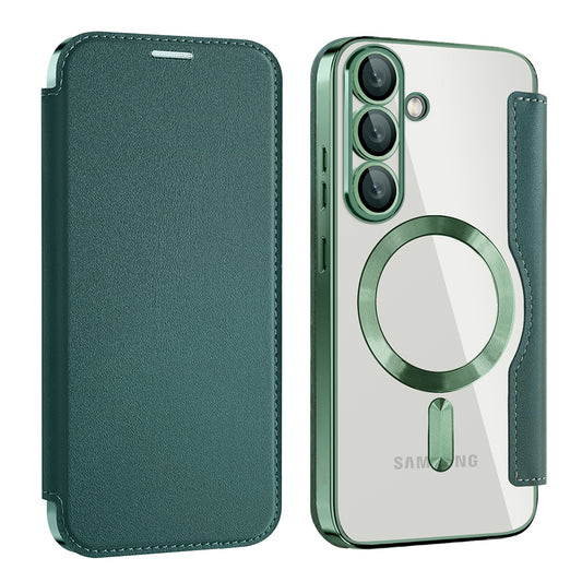 MagSafe ovitek za Samsung Galaxy S25+ S936, Techsuit, SmartMag Book, Zelen