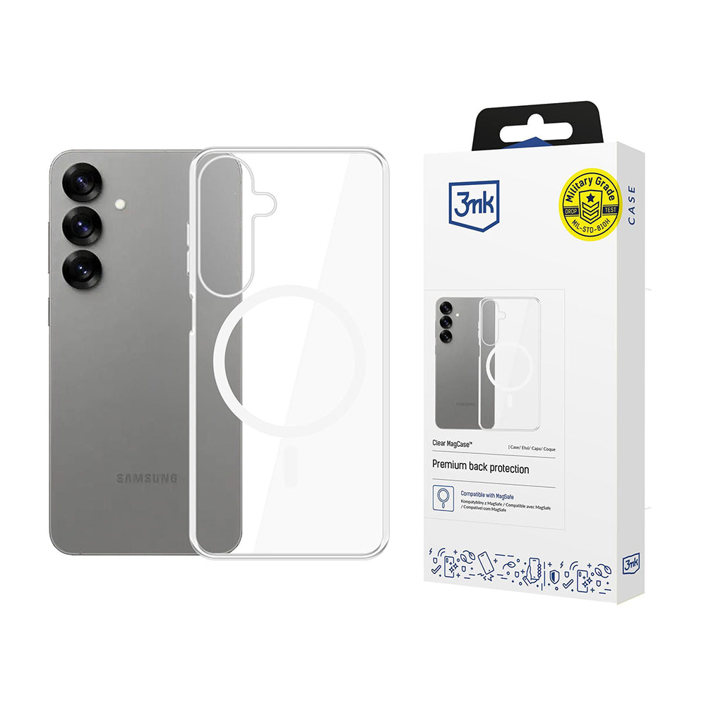 Ovitek MagSafe za Samsung Galaxy S25 S931, 3MK, Clear MagCase, Prozoren