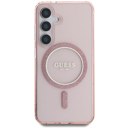 Ovitek MagSafe za Samsung Galaxy S25 S931, Guess, IML Glitter Circle, Roza