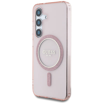 Ovitek MagSafe za Samsung Galaxy S25 S931, Guess, IML Glitter Circle, Roza