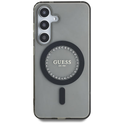 Ovitek MagSafe za Samsung Galaxy S25 S931, Guess, IML Rhinestone, Črn