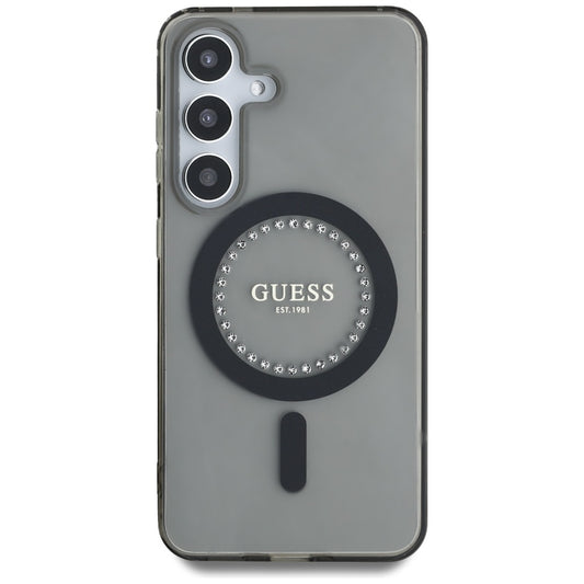Ovitek MagSafe za Samsung Galaxy S25 S931, Guess, IML Rhinestone, Črn