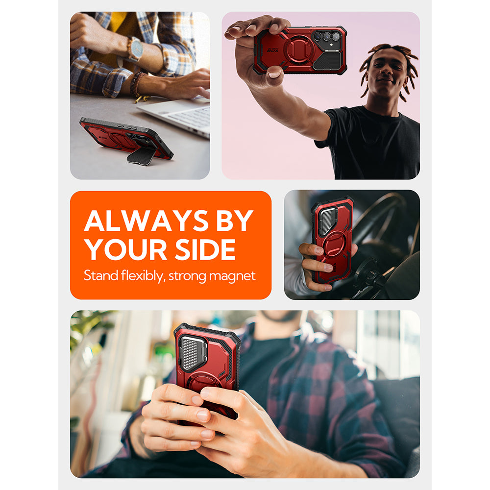 Ovitek MagSafe za Samsung Galaxy S25 S931, i-Blason, ArmorBox, Rdeča