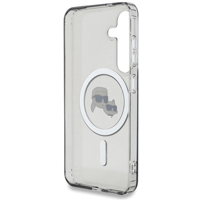 Ovitek MagSafe za Samsung Galaxy S25 S931, Karl Lagerfeld, IML Metal Karl & Choupette's Heads, črn.