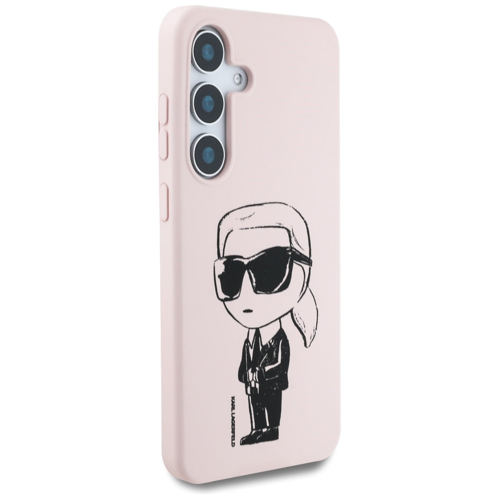Ovitek MagSafe za Samsung Galaxy S25 S931, Karl Lagerfeld, silikonski grafiti, roza