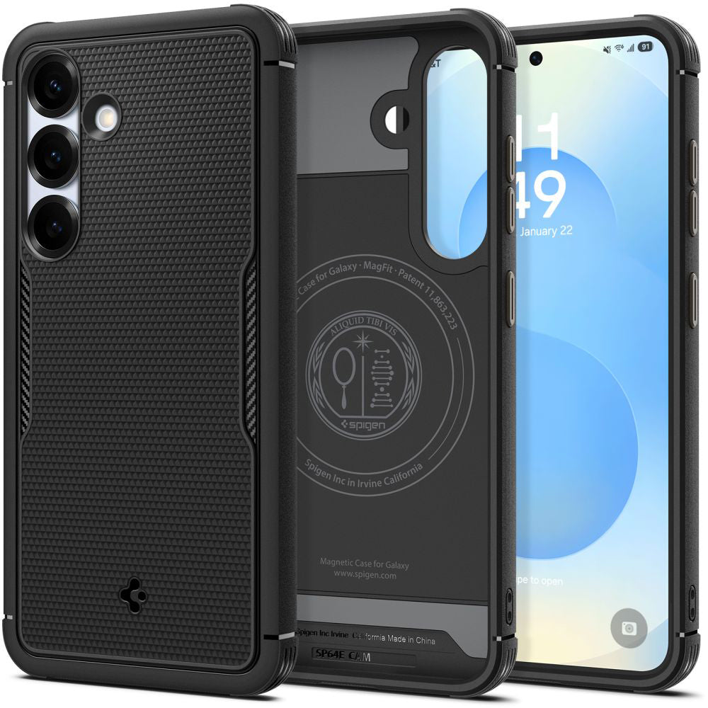 Ovitek MagSafe za Samsung Galaxy S25 S931, Spigen, Core Armor, Mat Črna