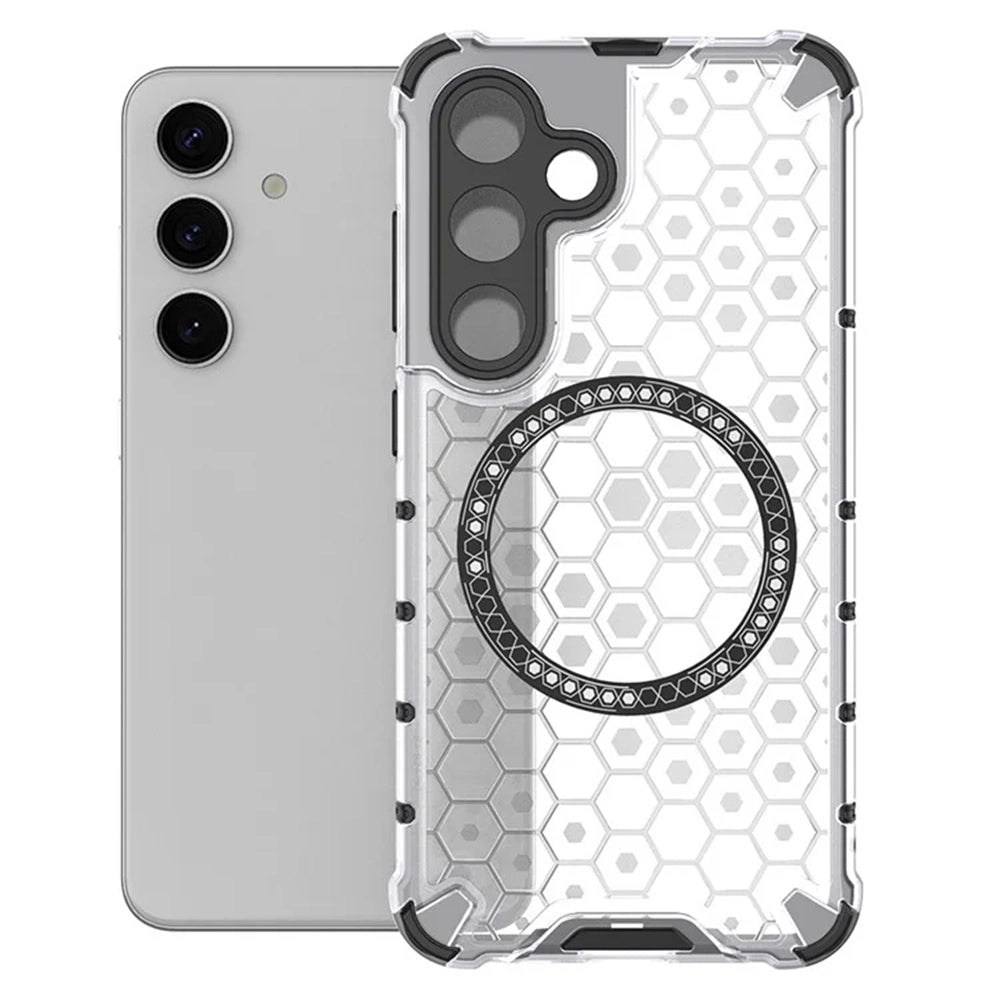 MagSafe ovitek za Samsung Galaxy S25 S931, Techsuit, HoneyComb Shield, Bela