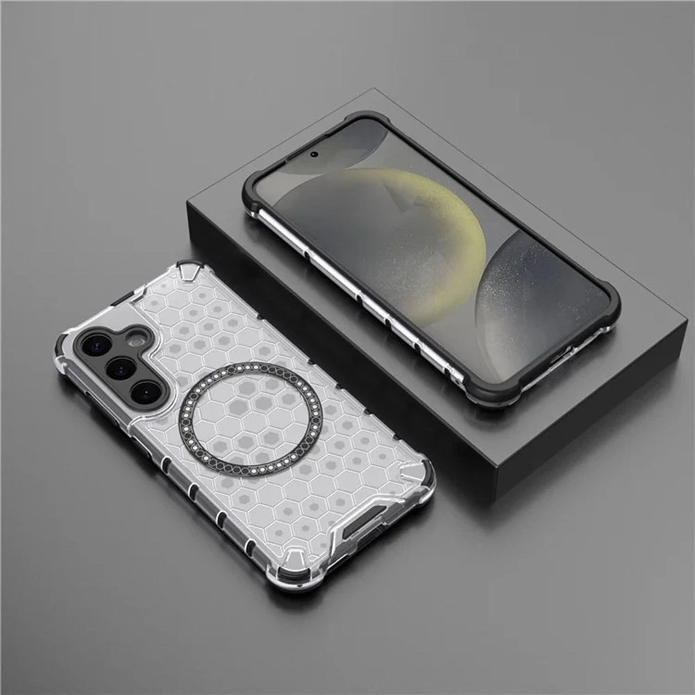 MagSafe ovitek za Samsung Galaxy S25 S931, Techsuit, HoneyComb Shield, Bela
