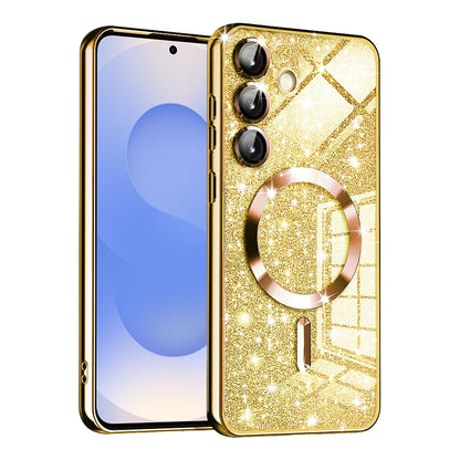 MagSafe ovitek za Samsung Galaxy S25 S931, Techsuit, Luxury Glitter, Zlata