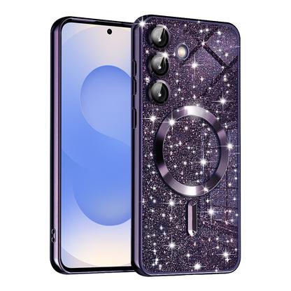 Ovitek MagSafe za Samsung Galaxy S25 S931, Techsuit, Luxury Glitter, Temno vijolična