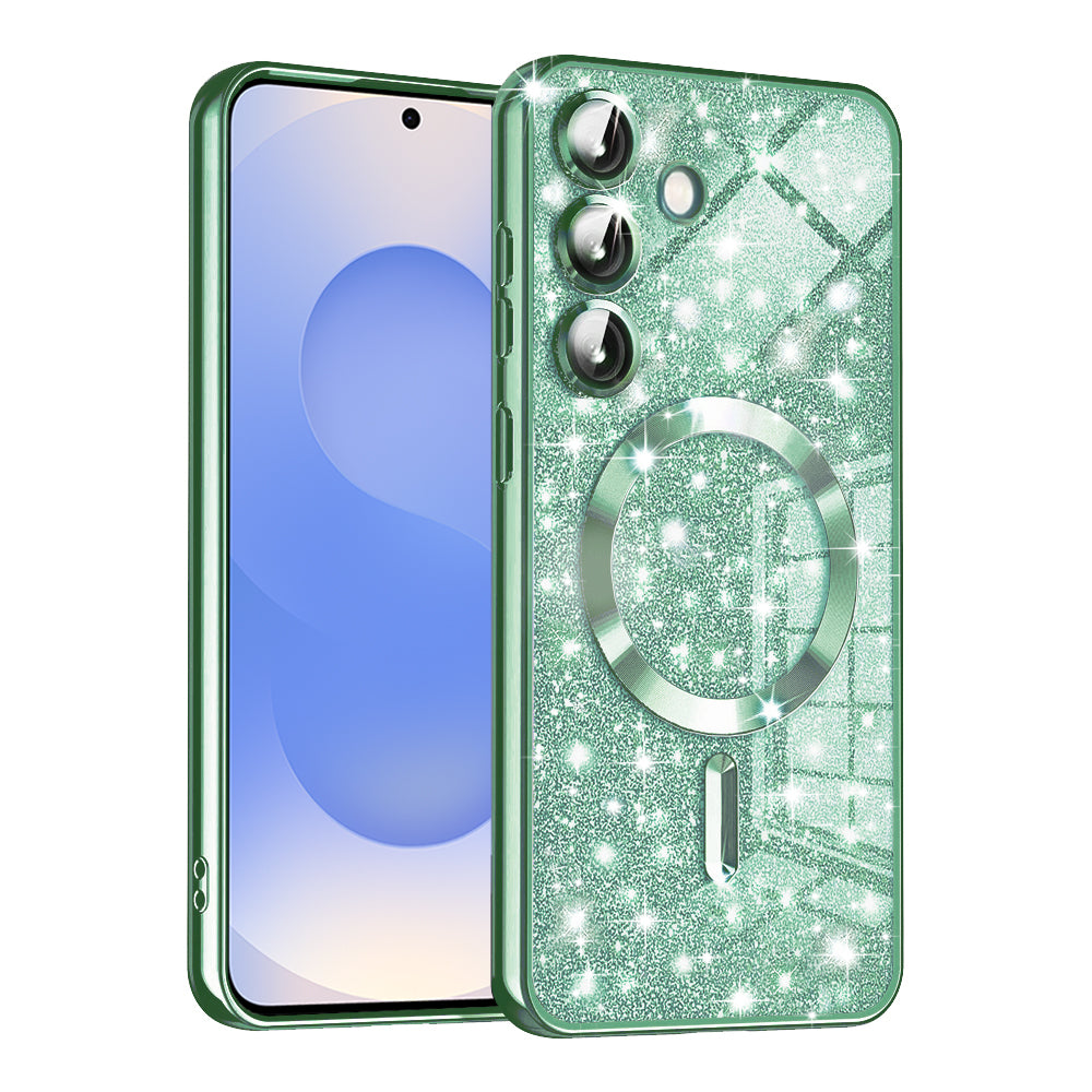 MagSafe ovitek za Samsung Galaxy S25 S931, Techsuit, Luxury Glitter, Svetlo zelena