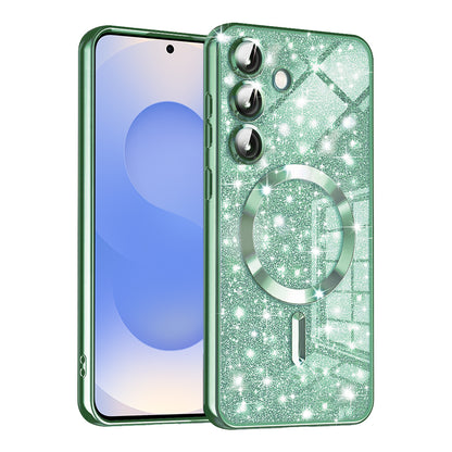 MagSafe ovitek za Samsung Galaxy S25 S931, Techsuit, Luxury Glitter, Svetlo zelena