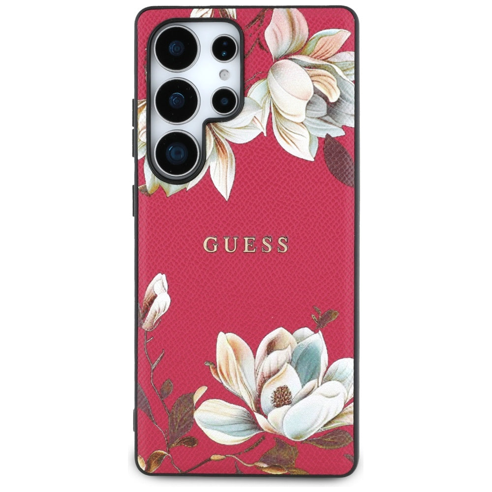 Ovitek MagSafe za Samsung Galaxy S25 Ultra S938, Guess, Grained Flowers, Fuksija