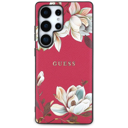 Ovitek MagSafe za Samsung Galaxy S25 Ultra S938, Guess, Grained Flowers, Fuksija