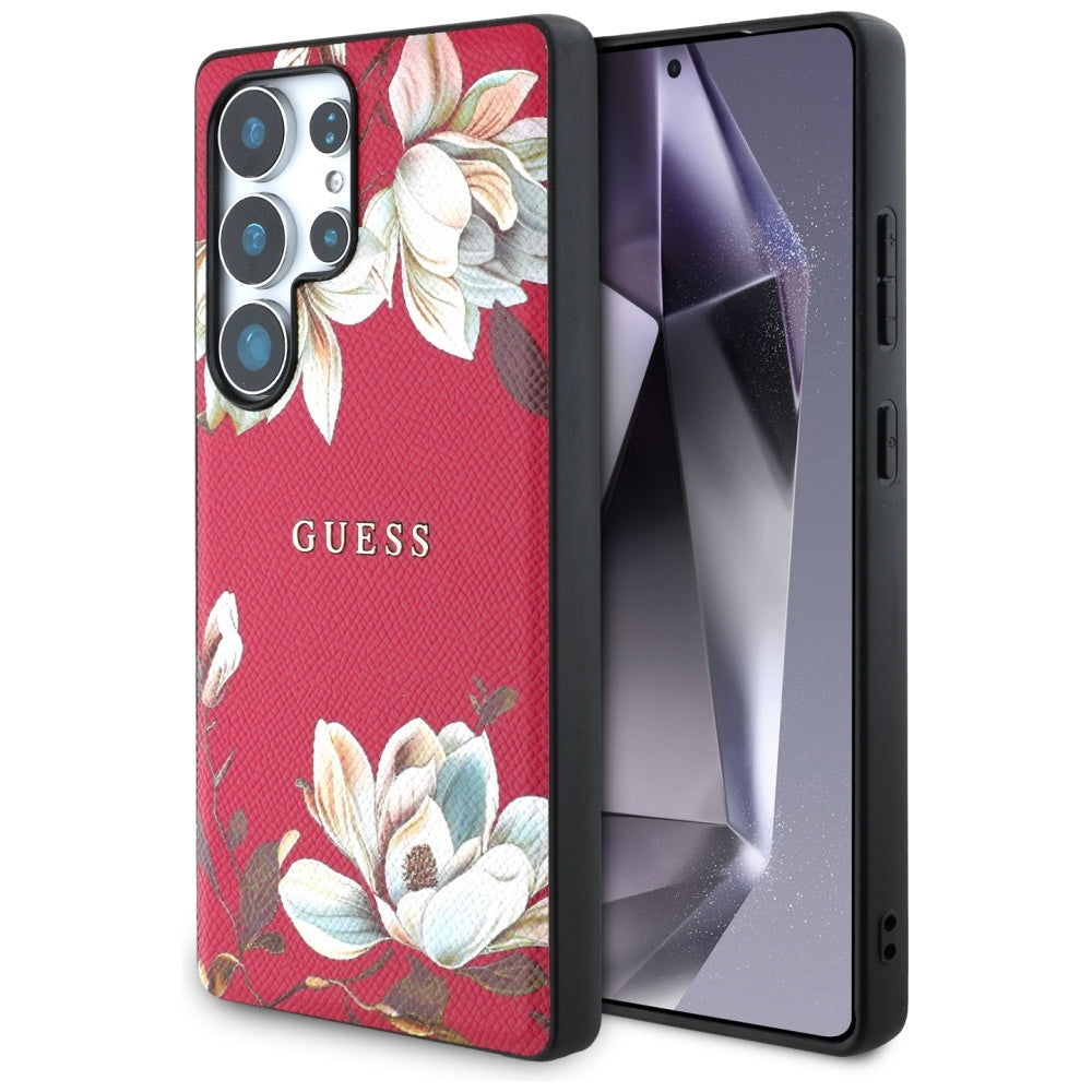 Ovitek MagSafe za Samsung Galaxy S25 Ultra S938, Guess, Grained Flowers, Fuksija