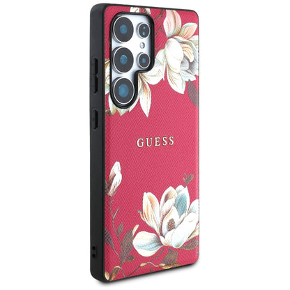 Ovitek MagSafe za Samsung Galaxy S25 Ultra S938, Guess, Grained Flowers, Fuksija