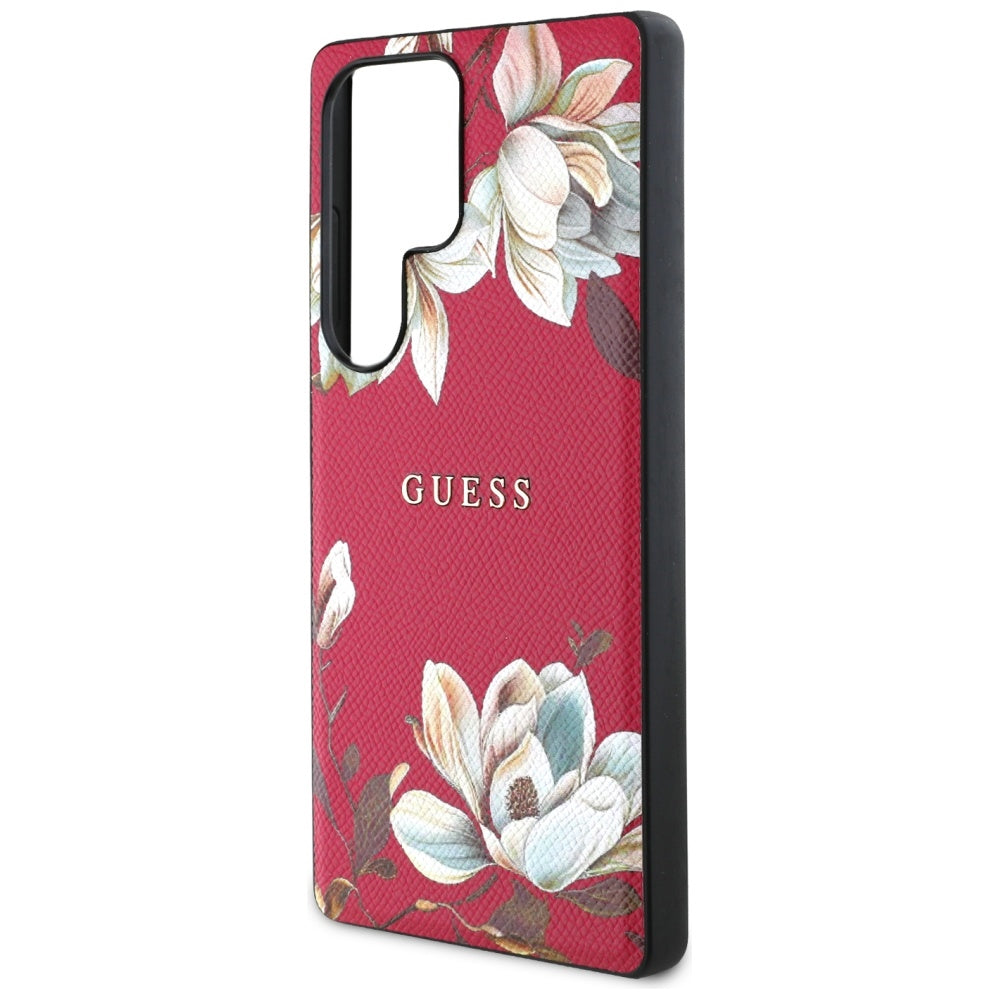 Ovitek MagSafe za Samsung Galaxy S25 Ultra S938, Guess, Grained Flowers, Fuksija