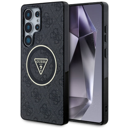 Ovitek MagSafe za Samsung Galaxy S25 Ultra S938, Guess, IML Glitter 4G Circle Triangle, Črn