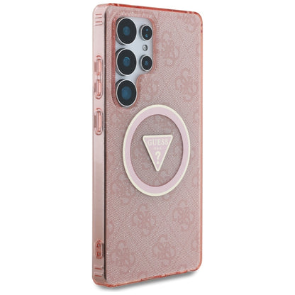 MagSafe ovitek za Samsung Galaxy S25 Ultra S938, Guess, IML Glitter 4G Circle Triangle, Roza