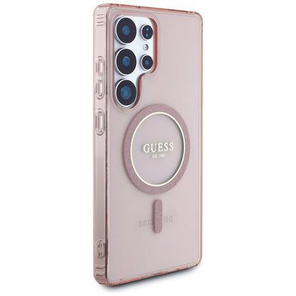 Ovitek MagSafe za Samsung Galaxy S25 Ultra S938, Guess, IML Glitter Circle, Roza