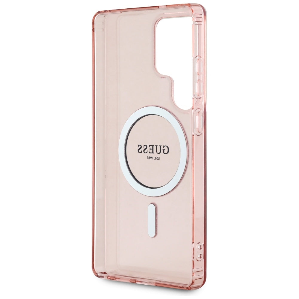 Ovitek MagSafe za Samsung Galaxy S25 Ultra S938, Guess, IML Glitter Circle, Roza