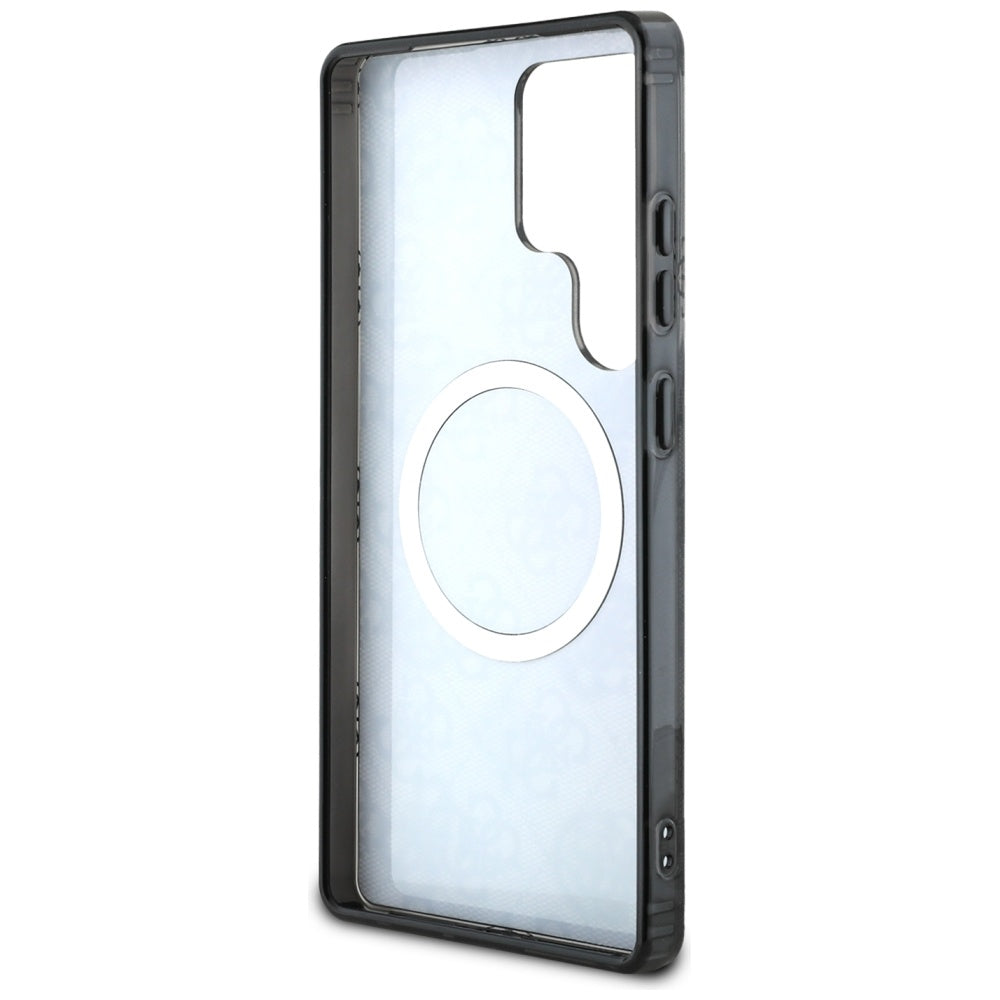 Ovitek MagSafe za Samsung Galaxy S25 Ultra S938, Guess, IML Peony On 4G Background, Črna