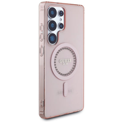 Ovitek MagSafe za Samsung Galaxy S25 Ultra S938, Guess, IML Rhinestone, Roza