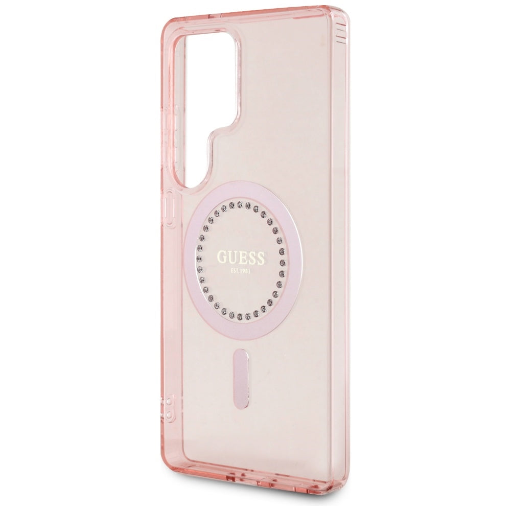 Ovitek MagSafe za Samsung Galaxy S25 Ultra S938, Guess, IML Rhinestone, Roza