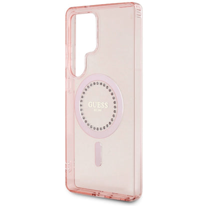 Ovitek MagSafe za Samsung Galaxy S25 Ultra S938, Guess, IML Rhinestone, Roza
