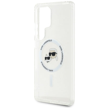 Ovitek MagSafe za Samsung Galaxy S25 Ultra S938, Karl Lagerfeld, IML Metal Karl & Choupette's Heads, Bel.