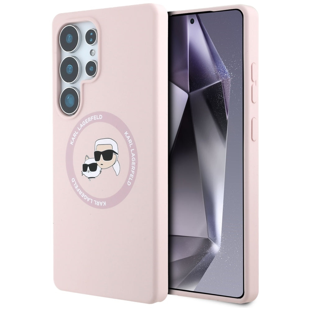 Ovitek MagSafe za Samsung Galaxy S25 Ultra S938, Karl Lagerfeld, Silicone Double Heads, Roza