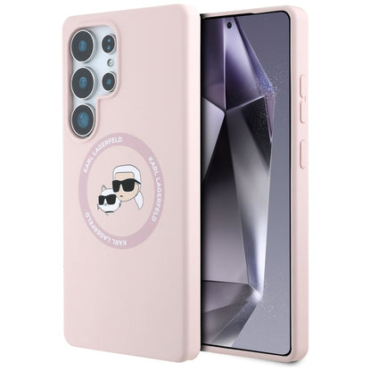 Ovitek MagSafe za Samsung Galaxy S25 Ultra S938, Karl Lagerfeld, Silicone Double Heads, Roza