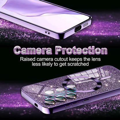 MagSafe ovitek za Samsung Galaxy S25 Ultra S938, Techsuit, Luxury Glitter, Srebrn