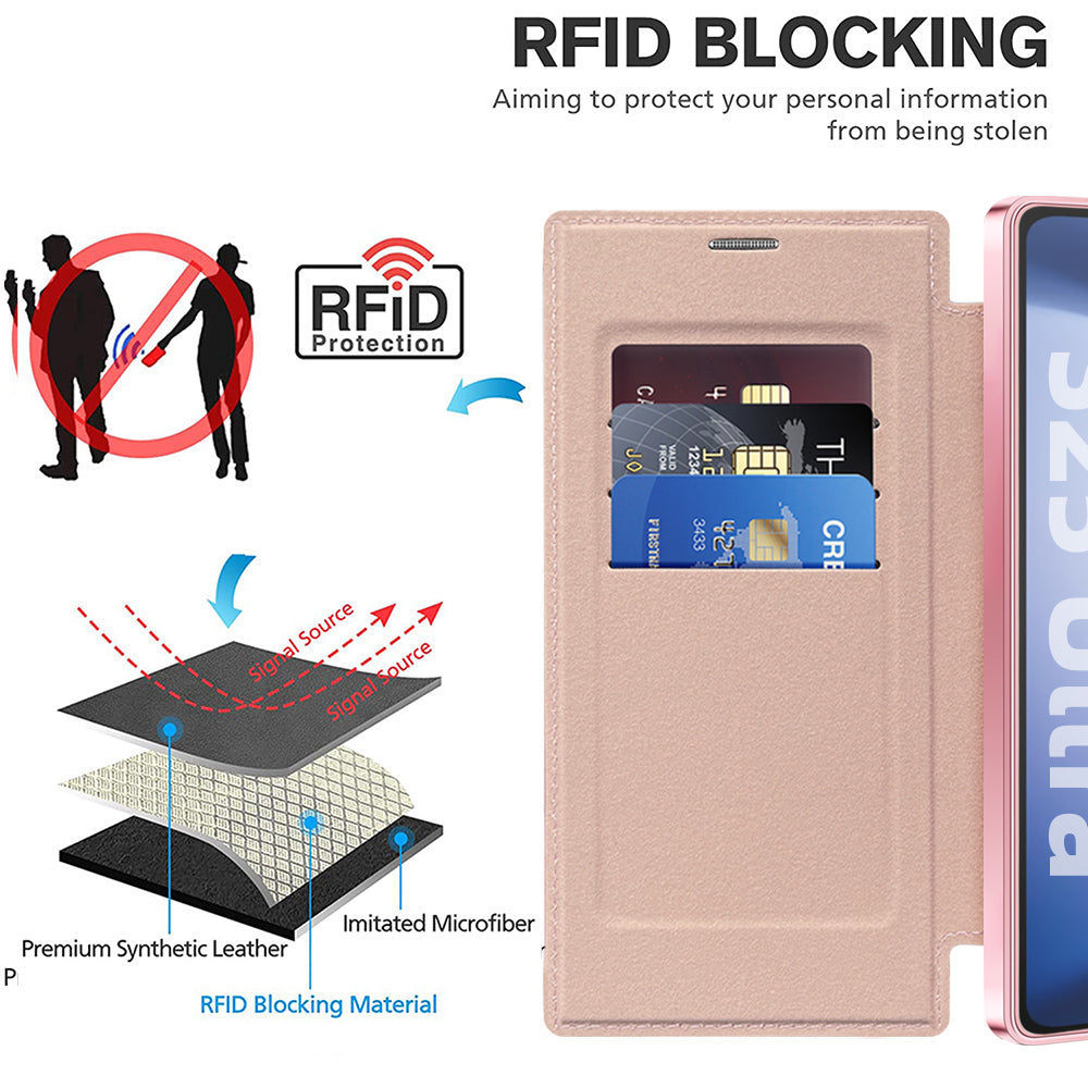 MagSafe Case for Samsung Galaxy S25 Ultra S938, Techsuit, SmartMag Book, Pink