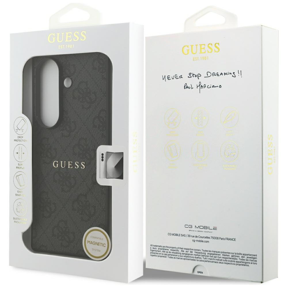 MagSafe Case for Samsung Galaxy S26 FE S741, Guess, 4G Embossed Ring Classic Logo, Black