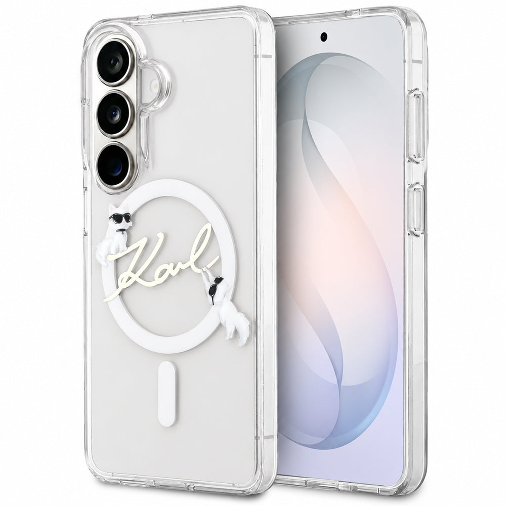 MagSafe ovitek za Samsung Galaxy S26 FE S741, Karl Lagerfeld, IML Choupette Karl Script Logo, prozoren