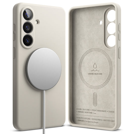 Ovitek MagSafe za Samsung Galaxy S26 Plus, Ringke, Silikon, Krem