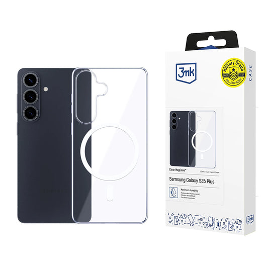 Ovitek MagSafe za Samsung Galaxy S26 Plus S947, 3MK, Clear MagCase, Prozoren