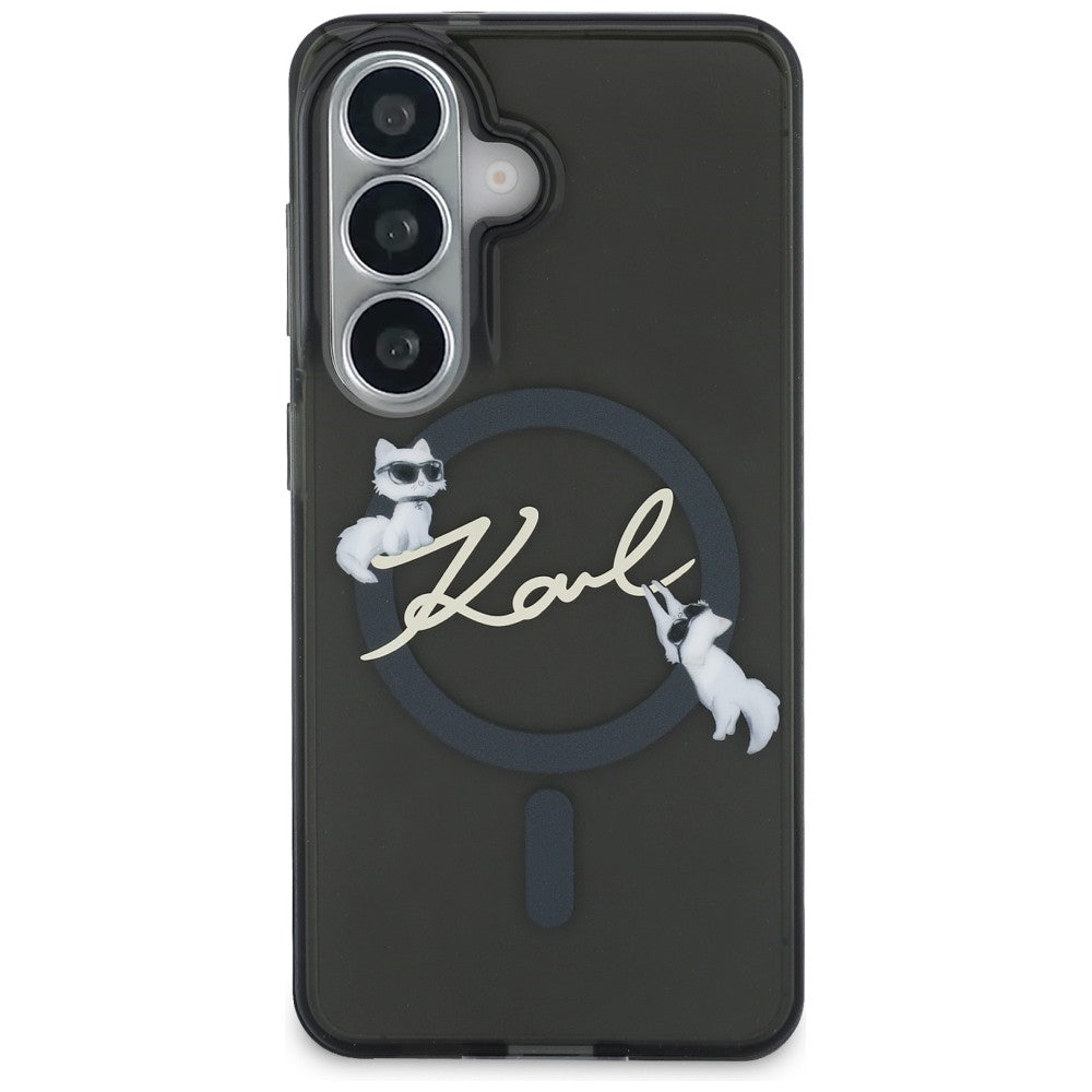 MagSafe ovitek za Samsung Galaxy S26 Plus S947, Karl Lagerfeld, IML Choupette Karl Script Logo, Črn