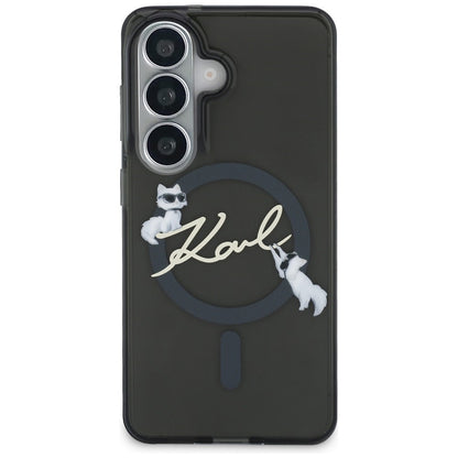 MagSafe ovitek za Samsung Galaxy S26 Plus S947, Karl Lagerfeld, IML Choupette Karl Script Logo, Črn