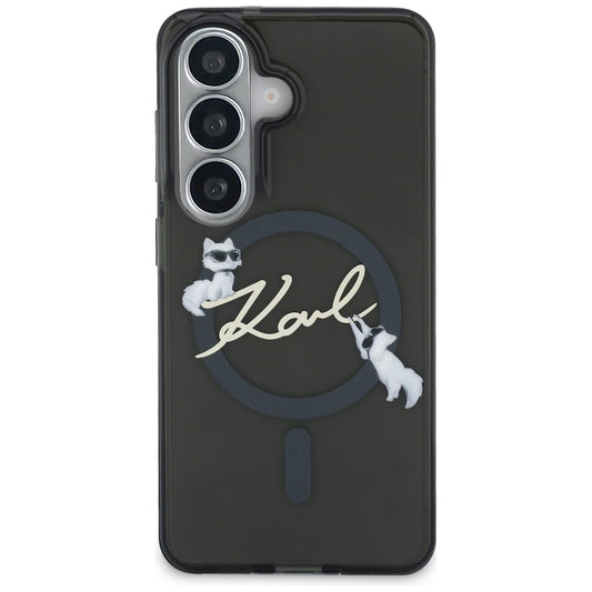 MagSafe ovitek za Samsung Galaxy S26 Plus S947, Karl Lagerfeld, IML Choupette Karl Script Logo, Črn