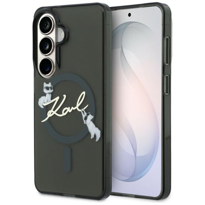 MagSafe ovitek za Samsung Galaxy S26 Plus S947, Karl Lagerfeld, IML Choupette Karl Script Logo, Črn