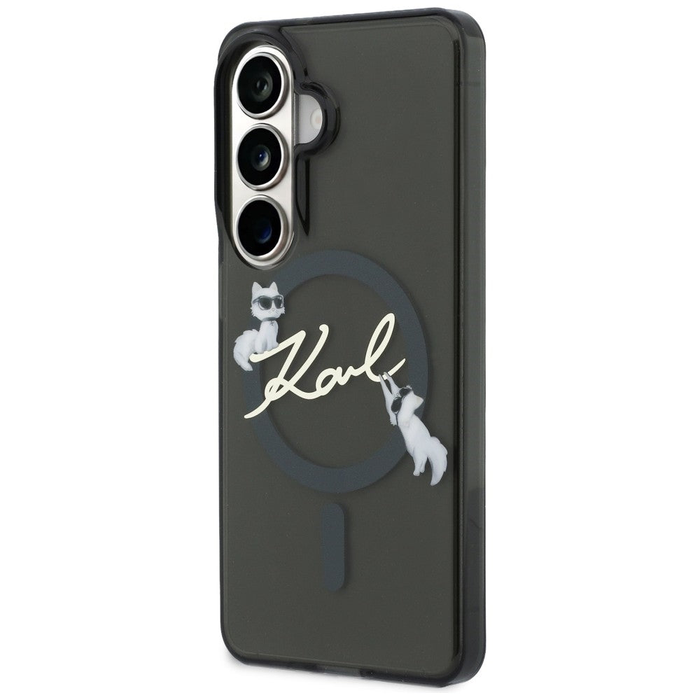 MagSafe ovitek za Samsung Galaxy S26 Plus S947, Karl Lagerfeld, IML Choupette Karl Script Logo, Črn