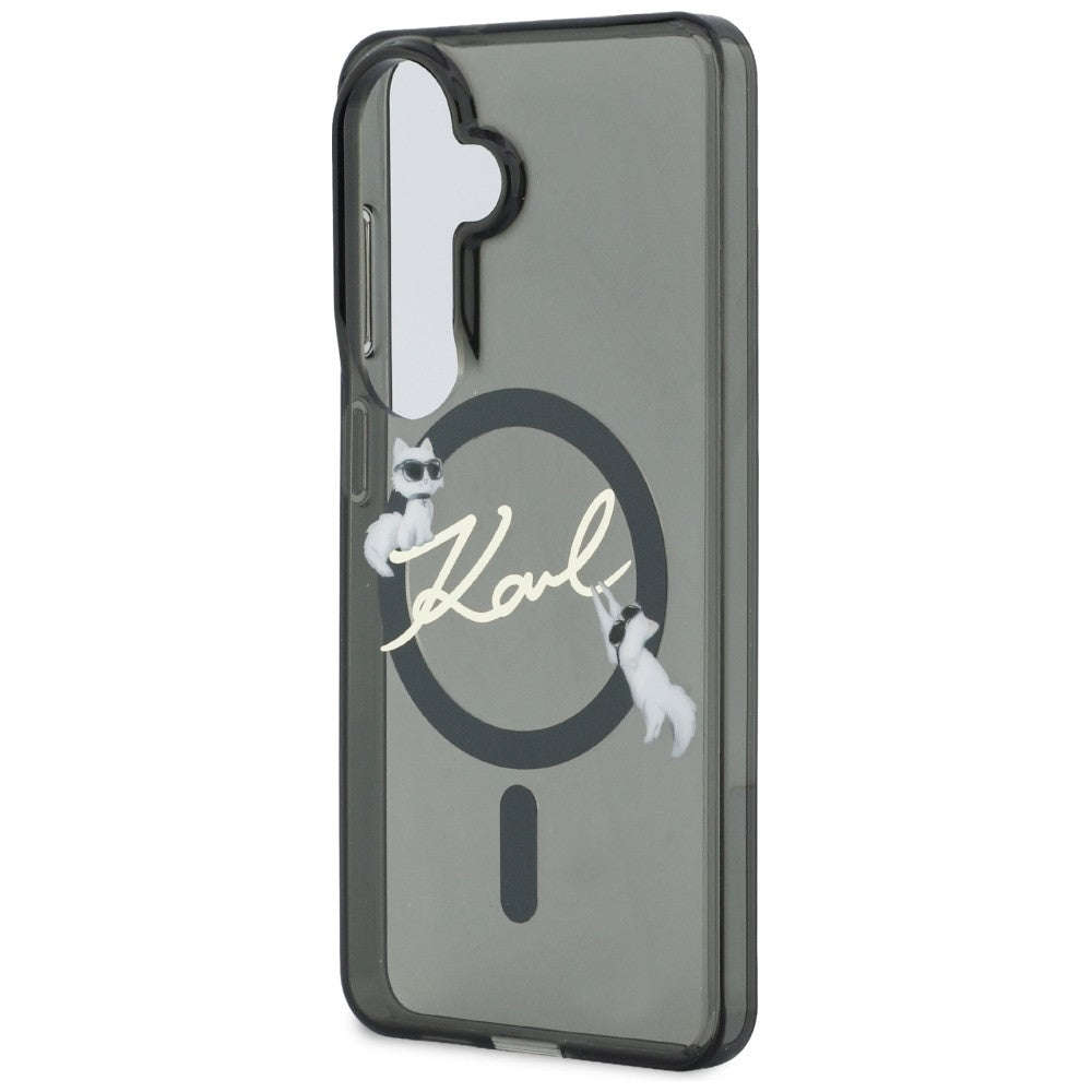 MagSafe ovitek za Samsung Galaxy S26 Plus S947, Karl Lagerfeld, IML Choupette Karl Script Logo, Črn