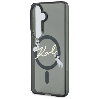 MagSafe ovitek za Samsung Galaxy S26 Plus S947, Karl Lagerfeld, IML Choupette Karl Script Logo, Črn