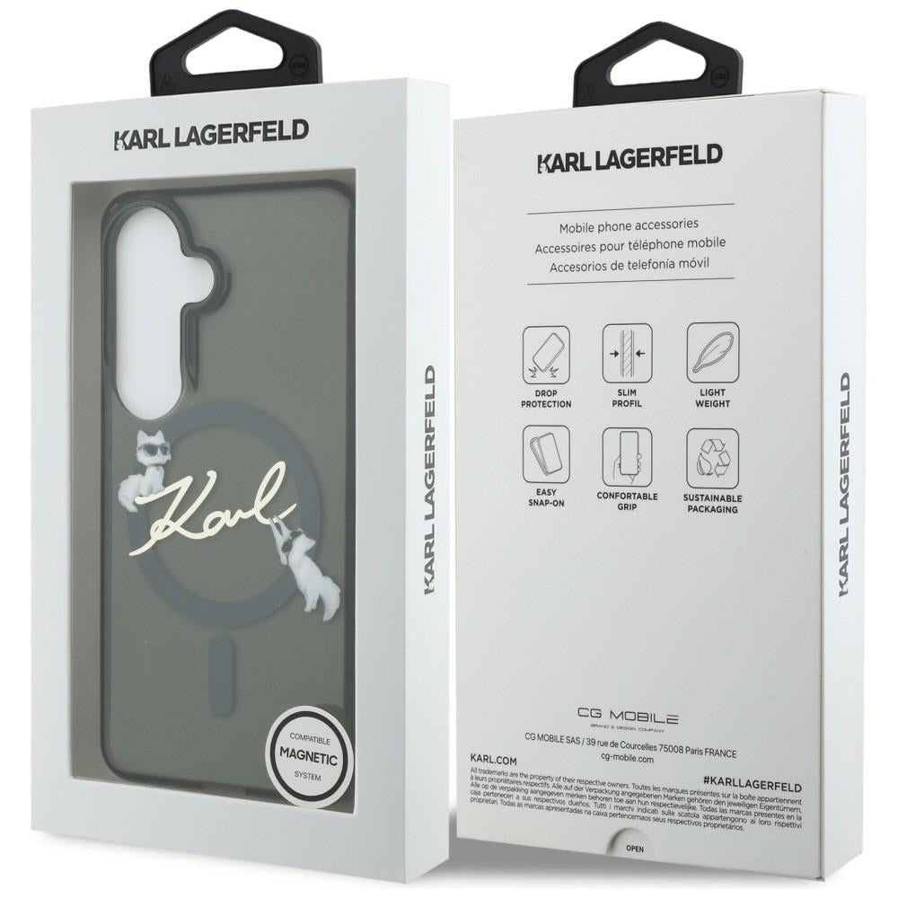 MagSafe ovitek za Samsung Galaxy S26 Plus S947, Karl Lagerfeld, IML Choupette Karl Script Logo, Črn