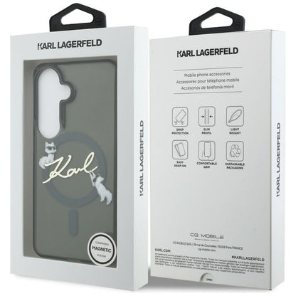 MagSafe ovitek za Samsung Galaxy S26 Plus S947, Karl Lagerfeld, IML Choupette Karl Script Logo, Črn